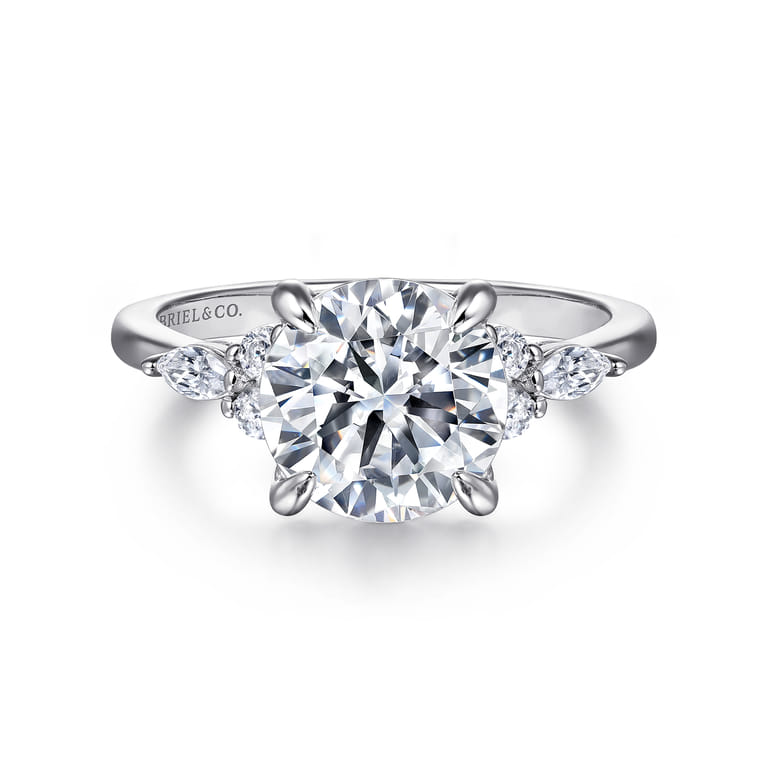 Avah - Platinum Round Diamond Cluster Engagement Ring - 0.3 ct - Shot 1