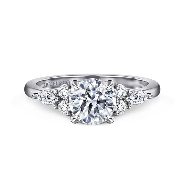 Avah - Platinum Round Diamond Cluster Engagement Ring - 0.26 ct - Shot 1