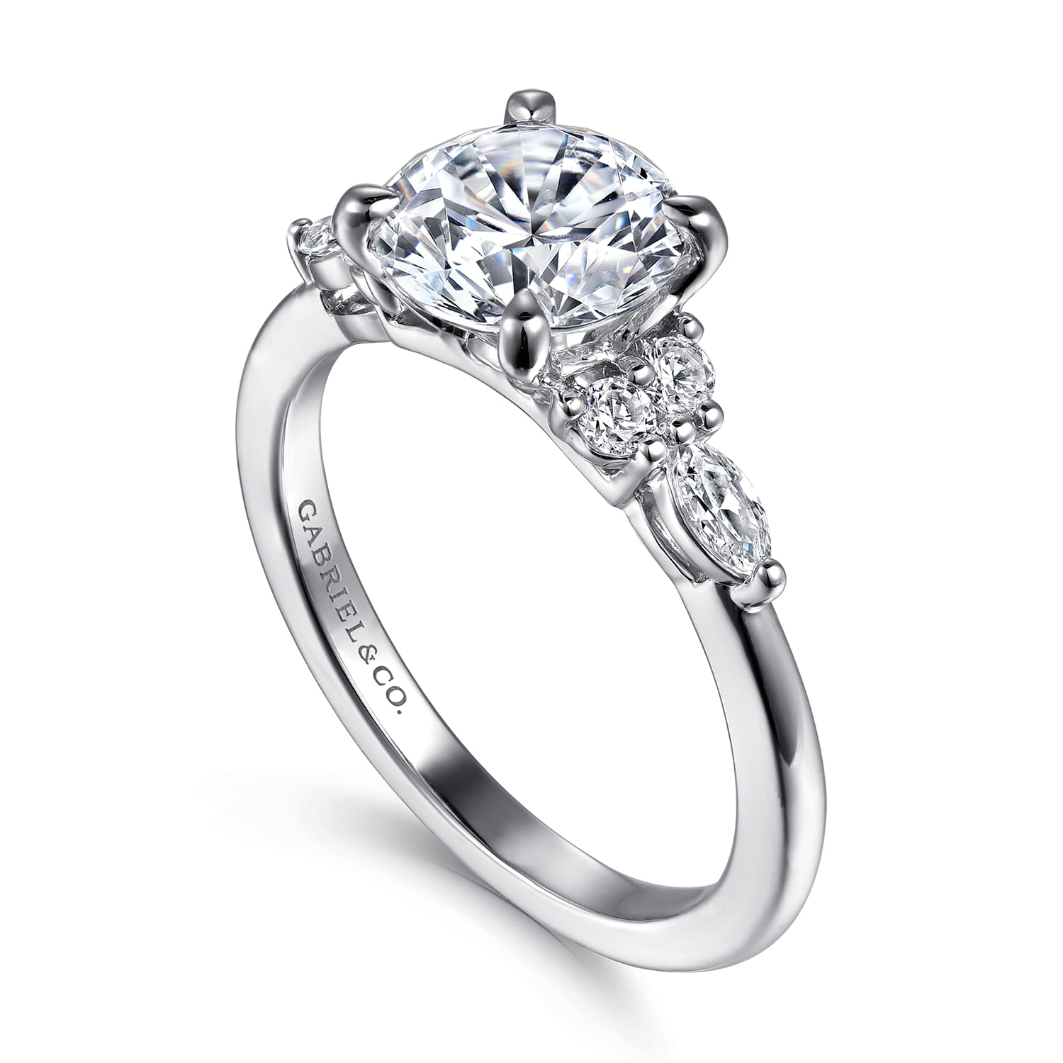Avah - Platinum Pear Shape Diamond Cluster Engagement Ring - 0.28 ct - Shot 3