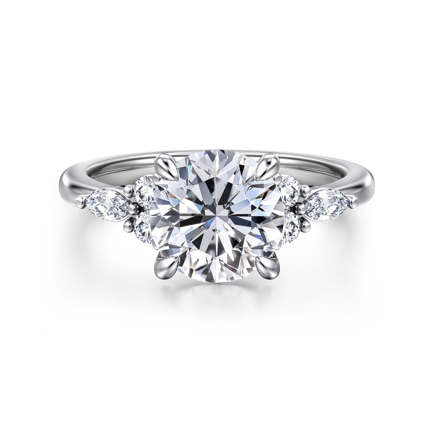 Avah - Platinum Round Diamond Cluster Engagement Ring - 0.28 ct - Shot 1