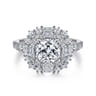 Brocade - 14K White Gold Cushion Double Halo Diamond Engagement Ring - 1.33 ct