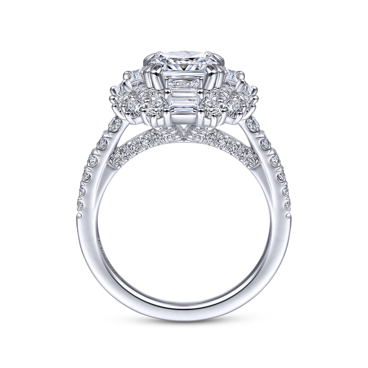 Brocade - 14K White Gold Cushion Double Halo Diamond Engagement Ring - 1.33 ct - Shot 2