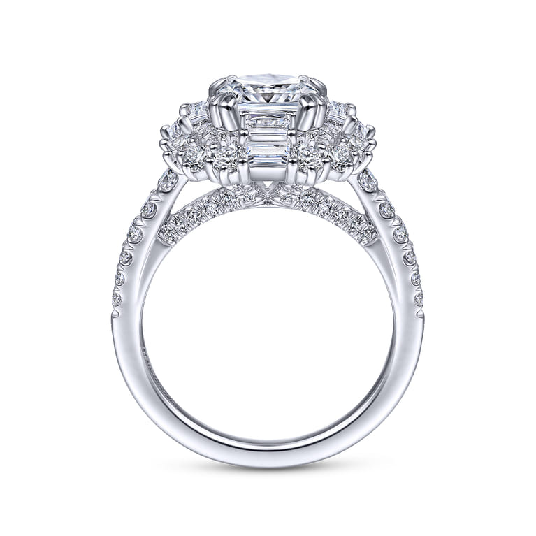 Brocade - 14K White Gold Cushion Double Halo Diamond Engagement Ring - 1.33 ct - Shot 2