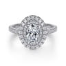 Sonay - 14K White Gold Oval Double Halo Diamond Engagement Ring - 0.67 ct