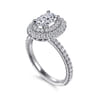 Sonay - 14K White Gold Oval Double Halo Diamond Engagement Ring - 0.67 ct