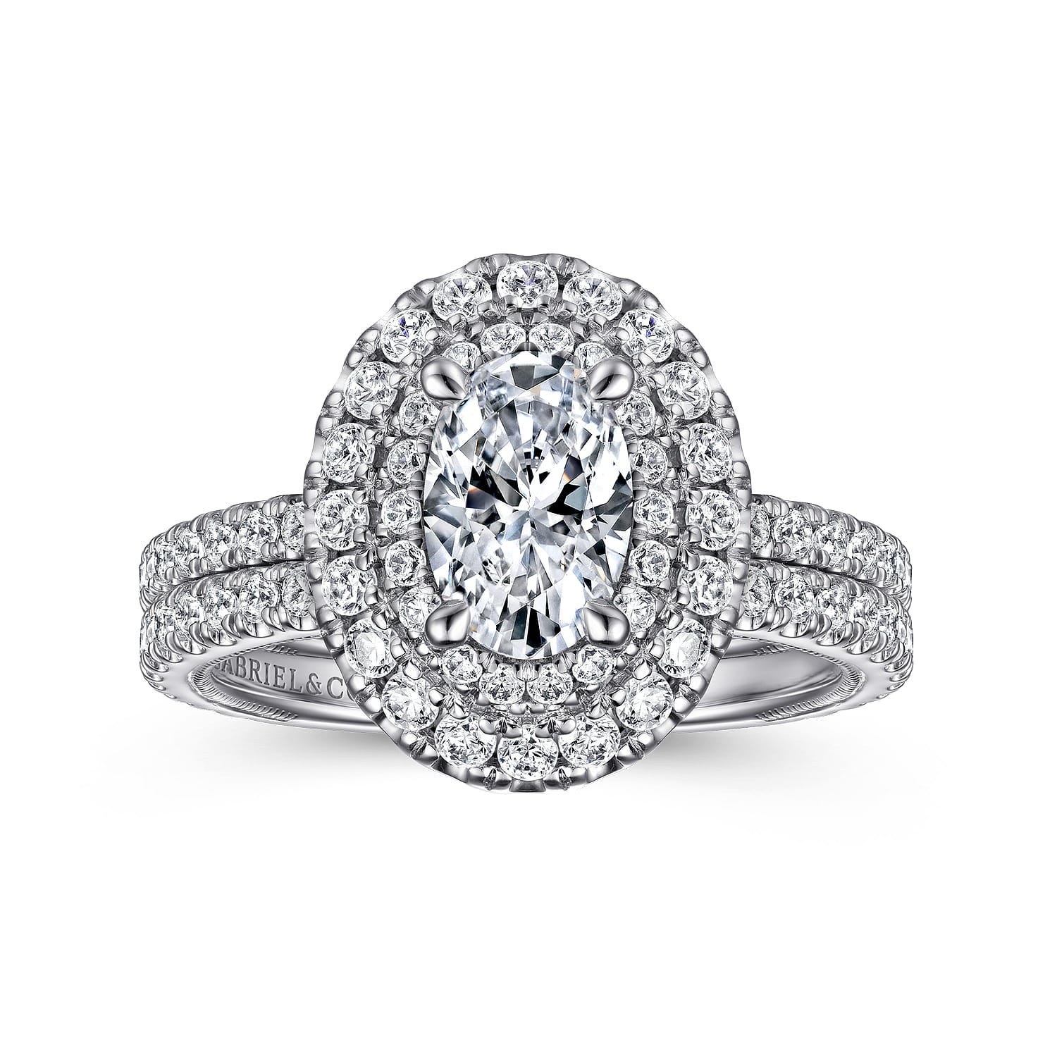 Sonay - 14K White Gold Oval Double Halo Diamond Engagement Ring - 0.67 ct - Shot 4