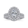 Sonay - 14K White Gold Oval Double Halo Diamond Engagement Ring - 0.67 ct