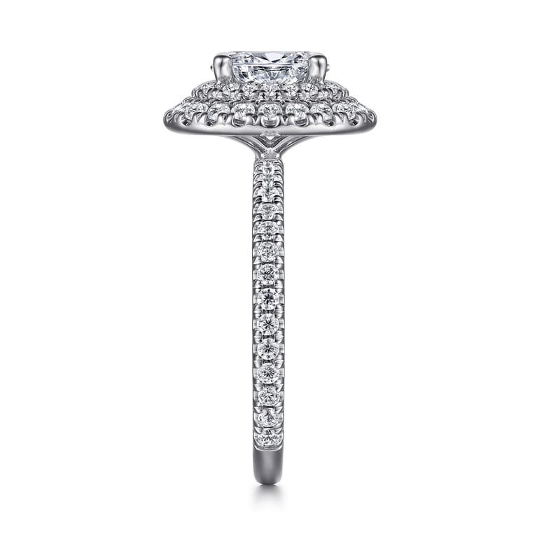 Sonay - 14K White Gold Oval Double Halo Diamond Engagement Ring - 0.67 ct - Shot 5