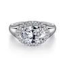 Fillipa - 14K White Gold Oval Double Halo Diamond Engagement Ring - 0.3 ct