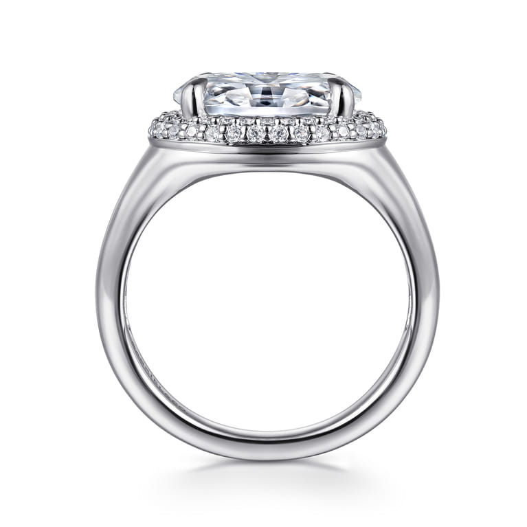 Fillipa - 14K White Gold Oval Double Halo Diamond Engagement Ring - 0.3 ct - Shot 2