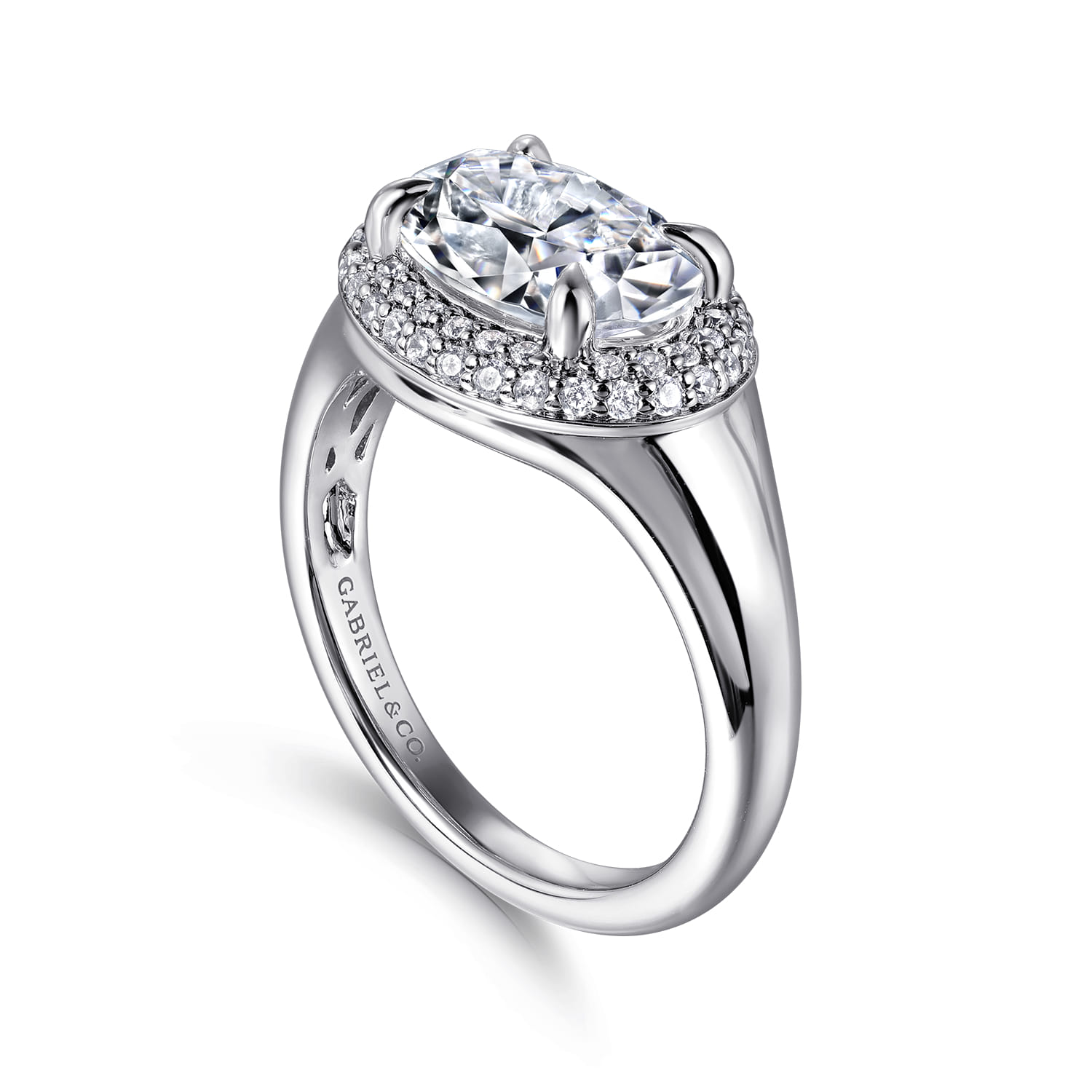 Fillipa - 14K White Gold Oval Double Halo Diamond Engagement Ring - 0.3 ct - Shot 3
