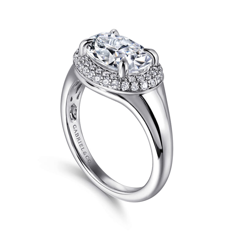 Fillipa - 14K White Gold Oval Double Halo Diamond Engagement Ring - 0.3 ct - Shot 3