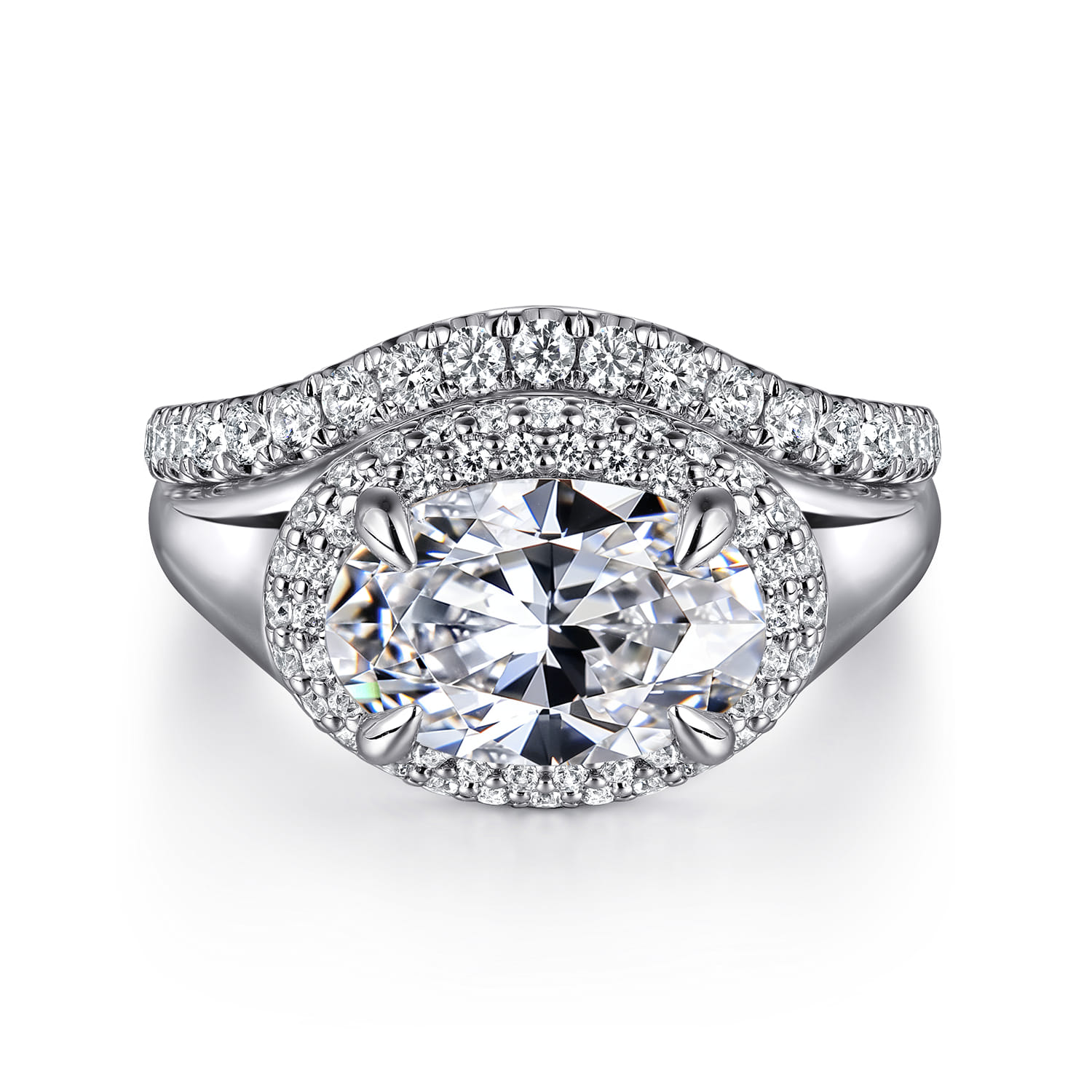 Fillipa - 14K White Gold Oval Double Halo Diamond Engagement Ring - 0.3 ct - Shot 4