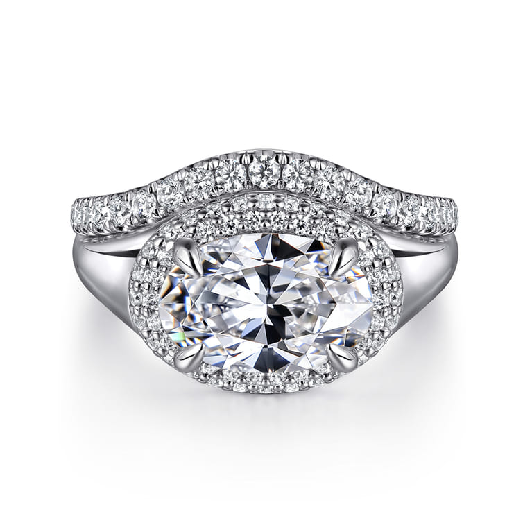 Fillipa - 14K White Gold Oval Double Halo Diamond Engagement Ring - 0.3 ct - Shot 4