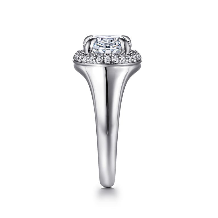 Fillipa - 14K White Gold Oval Double Halo Diamond Engagement Ring - 0.3 ct - Shot 5