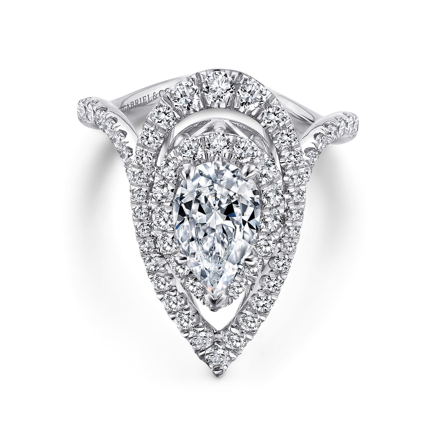 Trinitaria - 14K White Gold Pear Shape Diamond Engagement Ring - 1.21 ct - Shot 1