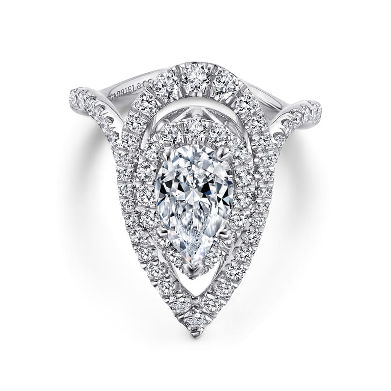 Trinitaria - 14K White Gold Pear Shape Diamond Engagement Ring - 1.21 ct - Shot 1