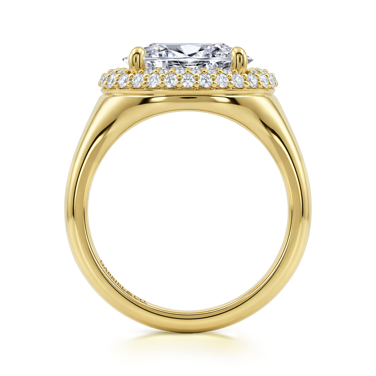 Fillipa - 14K Yellow Gold Oval Double Halo Diamond Engagement Ring - 0.28 ct - Shot 2
