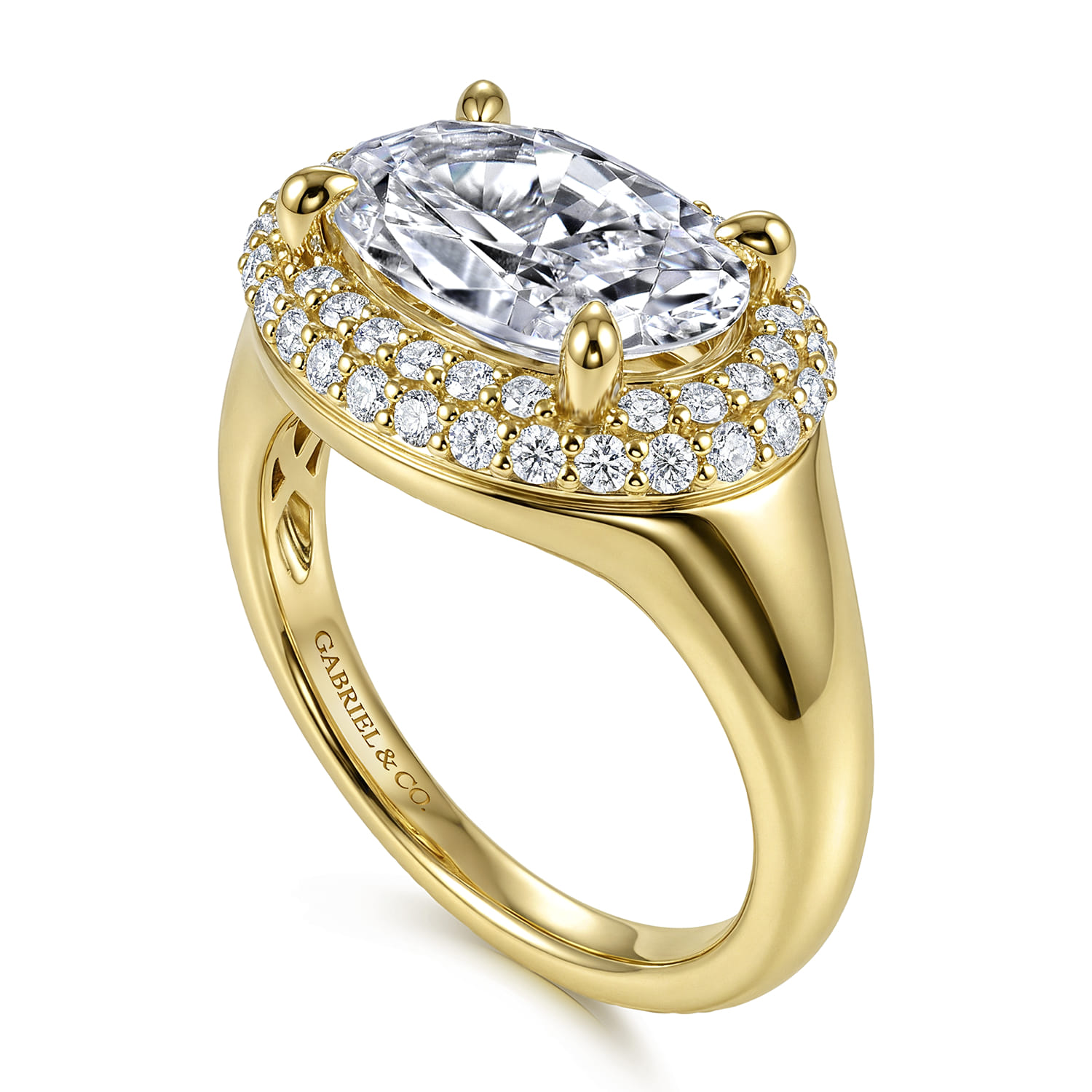 Fillipa - 14K Yellow Gold Oval Double Halo Diamond Engagement Ring - 0.28 ct - Shot 3