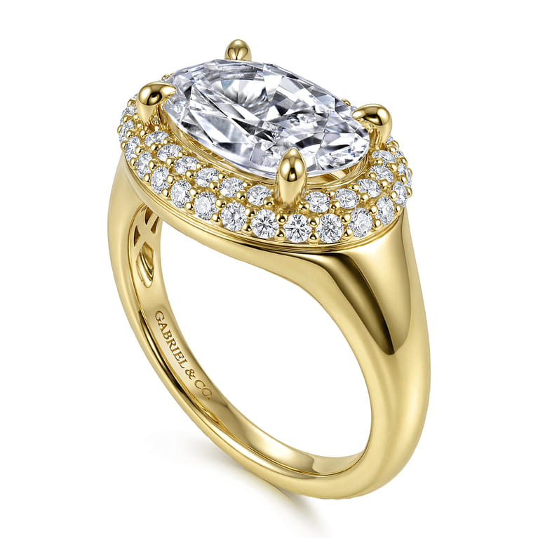 Fillipa - 14K Yellow Gold Oval Double Halo Diamond Engagement Ring - 0.28 ct - Shot 3
