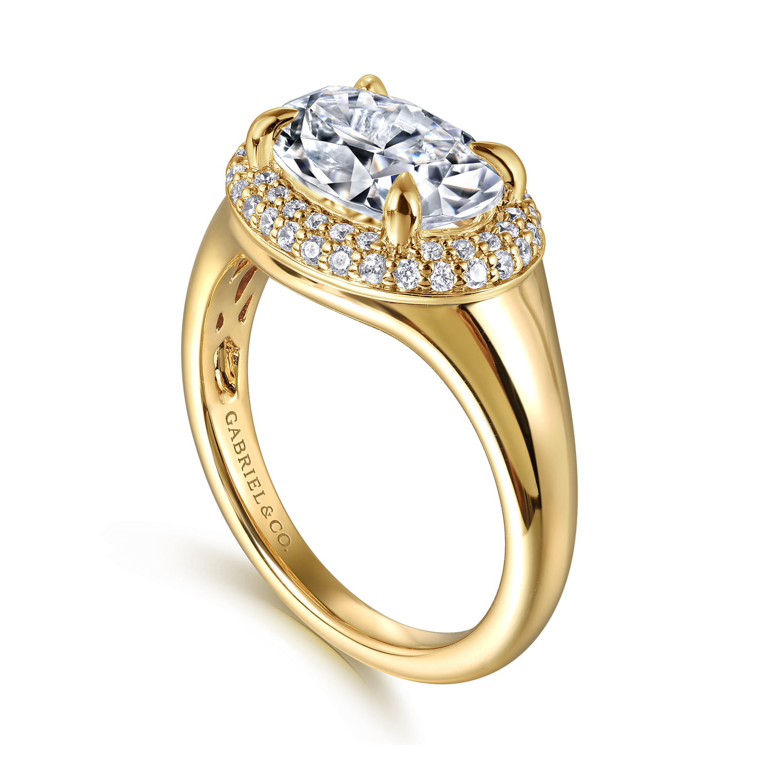 Fillipa - 14K Yellow Gold Oval Double Halo Diamond Engagement Ring - 0.3 ct - Shot 3