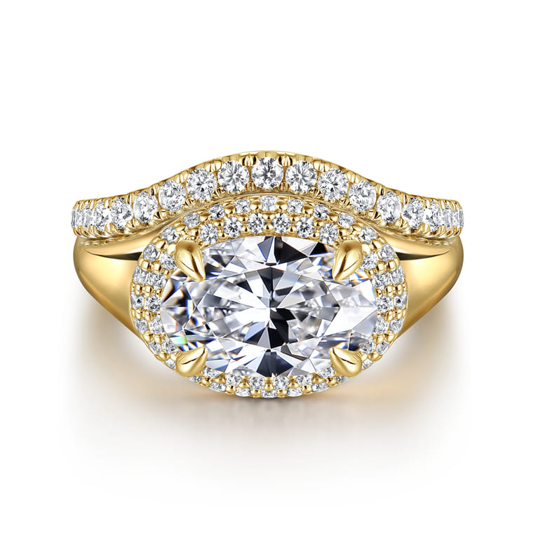 Fillipa - 14K Yellow Gold Oval Double Halo Diamond Engagement Ring - 0.3 ct - Shot 4