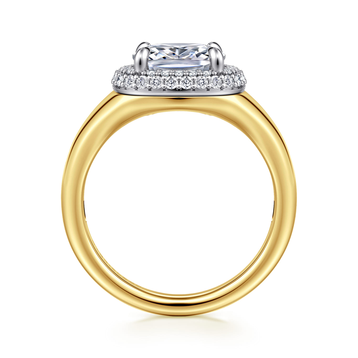 Fillipa - 14K White-Yellow Gold Elongated Cushion Double Halo Diamond Engagement Ring - 0.25 ct - Shot 2