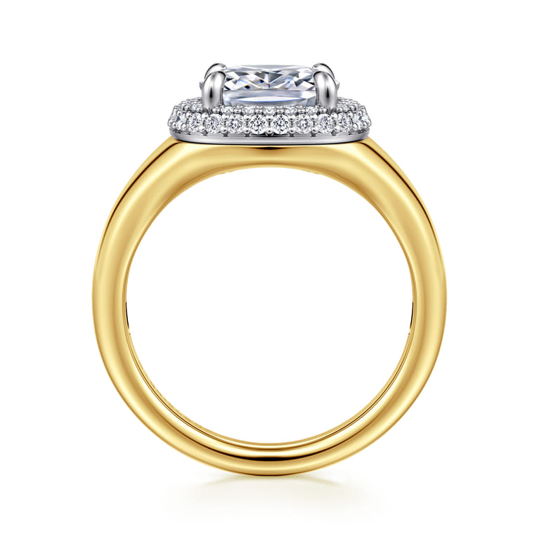Fillipa - 14K White-Yellow Gold Elongated Cushion Double Halo Diamond Engagement Ring - 0.25 ct - Shot 2
