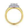 Fillipa - 14K White-Yellow Gold Elongated Cushion Double Halo Diamond Engagement Ring - 0.25 ct