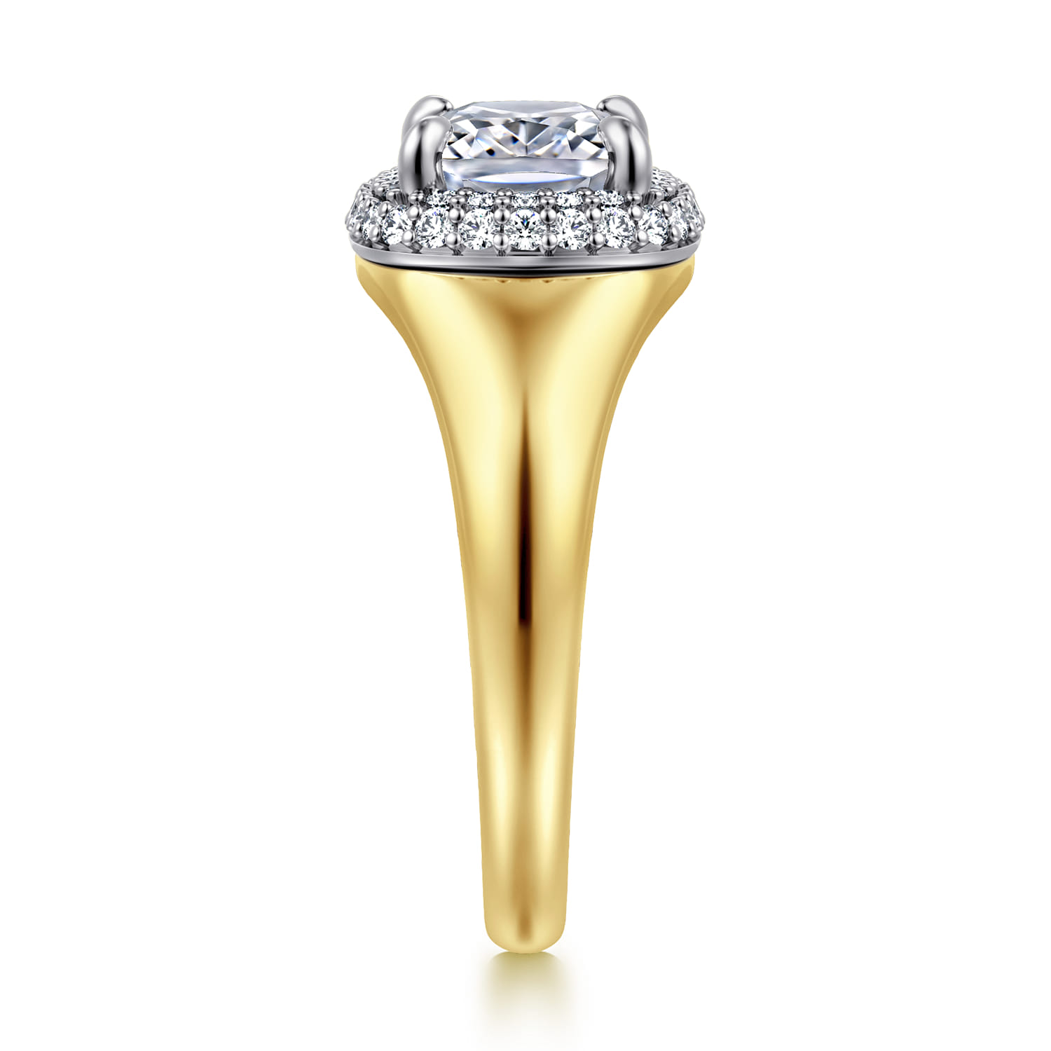Fillipa - 14K White-Yellow Gold Elongated Cushion Double Halo Diamond Engagement Ring - 0.25 ct - Shot 4