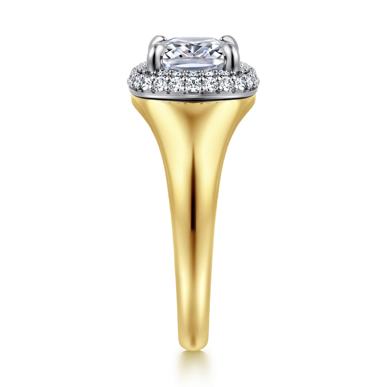 Fillipa - 14K White-Yellow Gold Elongated Cushion Double Halo Diamond Engagement Ring - 0.25 ct - Shot 4