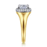 Fillipa - 14K White-Yellow Gold Elongated Cushion Double Halo Diamond Engagement Ring - 0.25 ct