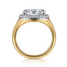 Fillipa - 14K White-Yellow Gold Oval Double Halo Diamond Engagement Ring - 0.3 ct
