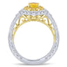 Sena - 14K White-Yellow Gold Oval Double Halo Diamond and Yellow Sapphire Engagement Ring - 0.31 ct