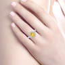 Sena - 14K White-Yellow Gold Oval Double Halo Diamond and Yellow Sapphire Engagement Ring - 0.31 ct