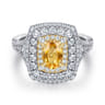 Ryan - 14K White-Yellow Gold Oval Yellow Sapphire and Diamond Triple Halo Engagement Ring - 1.32 ct