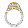 Ryan - 14K White-Yellow Gold Oval Yellow Sapphire and Diamond Triple Halo Engagement Ring - 1.32 ct