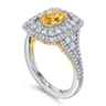 Ryan - 14K White-Yellow Gold Oval Yellow Sapphire and Diamond Triple Halo Engagement Ring - 1.32 ct
