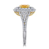 Ryan - 14K White-Yellow Gold Oval Yellow Sapphire and Diamond Triple Halo Engagement Ring - 1.32 ct