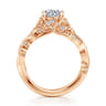 Martedi - 14K Rose Gold Floral Round Diamond Engagement Ring - 0.15 ct