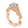 Martedi - 14K Rose Gold Floral Round Diamond Engagement Ring - 0.15 ct