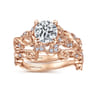 Martedi - 14K Rose Gold Floral Round Diamond Engagement Ring - 0.15 ct