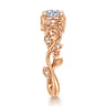 Martedi - 14K Rose Gold Floral Round Diamond Engagement Ring - 0.15 ct