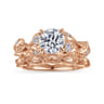 Lena - 14K Rose Gold Floral Round Diamond Engagement Ring - 0.16 ct