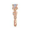 Lena - 14K Rose Gold Floral Round Diamond Engagement Ring - 0.16 ct