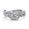 Martedi - 14K White Gold Floral Cushion Cut Diamond Engagement Ring - 0.15 ct