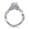 Martedi - 14K White Gold Floral Cushion Cut Diamond Engagement Ring - 0.15 ct