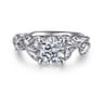 Lena - 14K White Gold Floral Cushion Cut Diamond Engagement Ring - 0.16 ct
