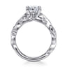 Lena - 14K White Gold Floral Cushion Cut Diamond Engagement Ring - 0.16 ct
