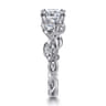 Lena - 14K White Gold Floral Cushion Cut Diamond Engagement Ring - 0.16 ct